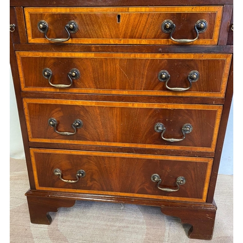 83 - A WILLIAM IV STYLE MAHOGANY GLAZED MAHOGANY BUREAU BOOKCASE, with moulded cornice, astral glazed gla... 