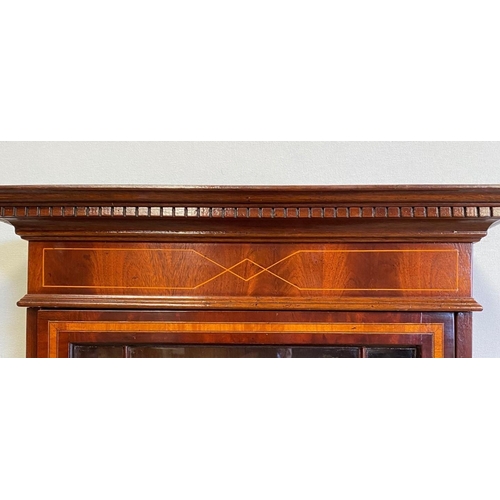 83 - A WILLIAM IV STYLE MAHOGANY GLAZED MAHOGANY BUREAU BOOKCASE, with moulded cornice, astral glazed gla... 