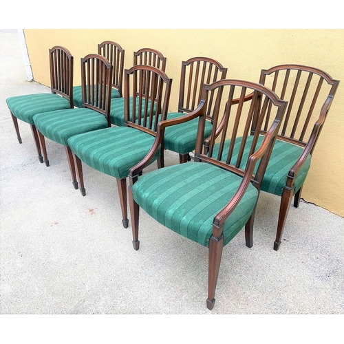 9 - A SET OF EIGHT IRISH MAHOGANY ANTIQUE DINING CHAIRS, possibly Cork, each chair with curved crest rai... 