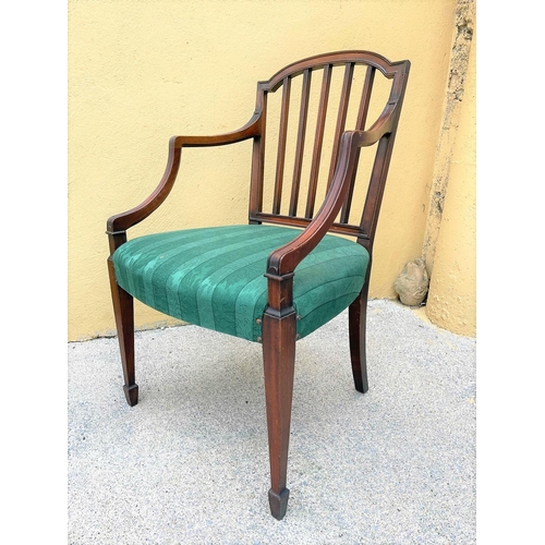 9 - A SET OF EIGHT IRISH MAHOGANY ANTIQUE DINING CHAIRS, possibly Cork, each chair with curved crest rai... 