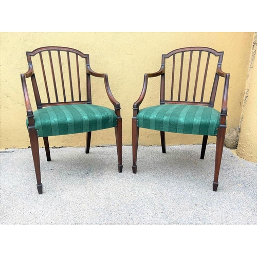 9 - A SET OF EIGHT IRISH MAHOGANY ANTIQUE DINING CHAIRS, possibly Cork, each chair with curved crest rai... 