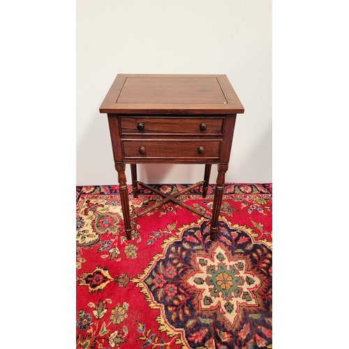 92 - A GOOD QUALITY ROSEWOOD TWO DRAWER SIDE TABLE, would be a perfect lamp table, with two long drawers ... 