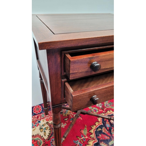 92 - A GOOD QUALITY ROSEWOOD TWO DRAWER SIDE TABLE, would be a perfect lamp table, with two long drawers ... 