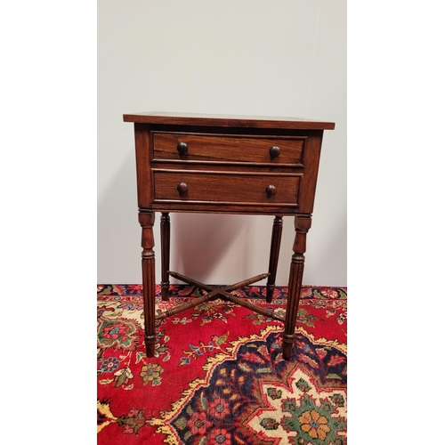 92 - A GOOD QUALITY ROSEWOOD TWO DRAWER SIDE TABLE, would be a perfect lamp table, with two long drawers ... 