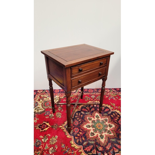 92 - A GOOD QUALITY ROSEWOOD TWO DRAWER SIDE TABLE, would be a perfect lamp table, with two long drawers ... 