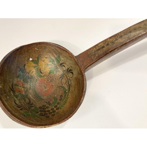 96 - A RUSSIAN FOLK ART KHOKHLOMA LADLE, 27cm approx.