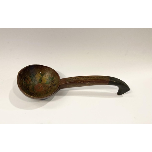 96 - A RUSSIAN FOLK ART KHOKHLOMA LADLE, 27cm approx.