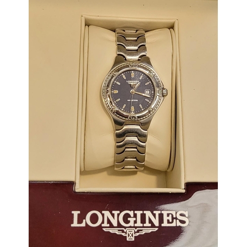 A LADIES LONGINES CASED SPORT WING WATCH Swiss made stainless