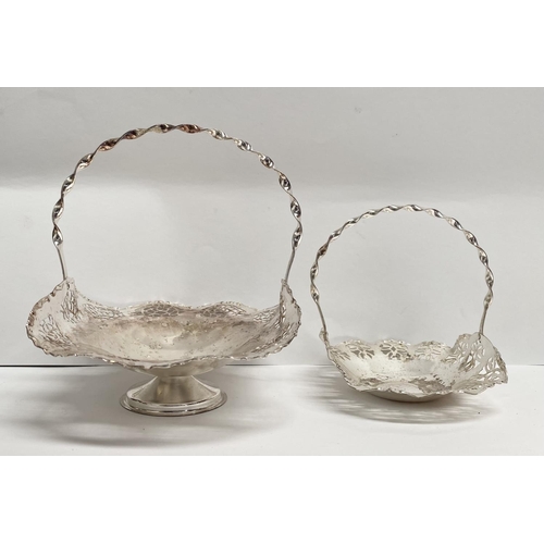 105 - A SILVER PLATED LOT TO INCLUDE (i) Two decorative silver plated bonbon dishes, both with twist desig... 