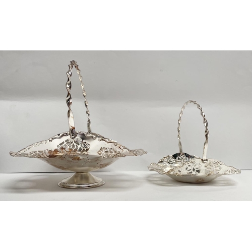 105 - A SILVER PLATED LOT TO INCLUDE (i) Two decorative silver plated bonbon dishes, both with twist desig... 