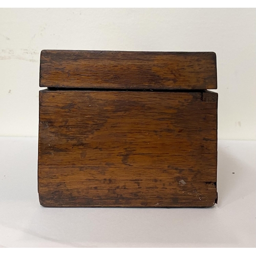 109 - A VICTORIAN MAHOGANY TEA CADDY, opening to two compartments, labelled, with measuring spoon, Dimensi... 