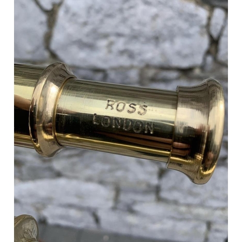 120 - A ROSS LONDON BRASS TELESCOPE, on adjustable wooden tripod base, Marked ‘Ross London’, Dimensions: 5... 