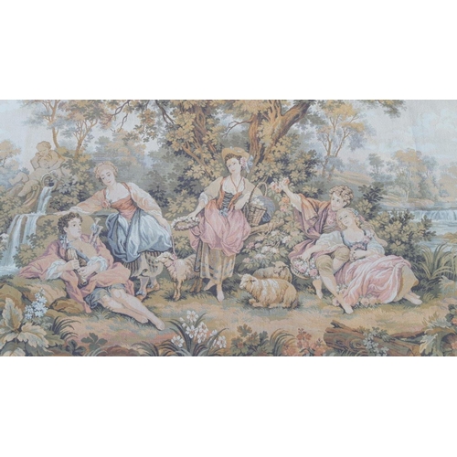 139 - A FRENCH TAPESTRY/WALL HANGING, by JP Paris, c.1950-90, depicting a figural scene in nature; three f... 