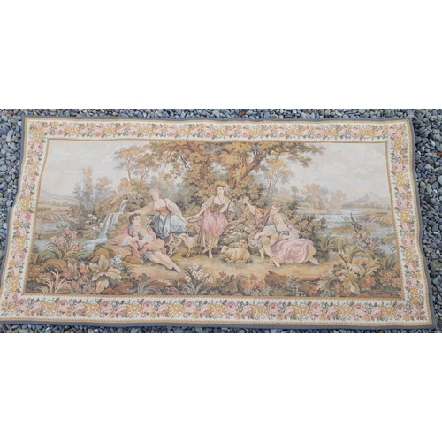 139 - A FRENCH TAPESTRY/WALL HANGING, by JP Paris, c.1950-90, depicting a figural scene in nature; three f... 