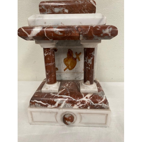 156 - A VICTORIAN MARBLE CRUCIFIX, shaped cross on raised platform base with two columns. Dimensions: 52cm... 