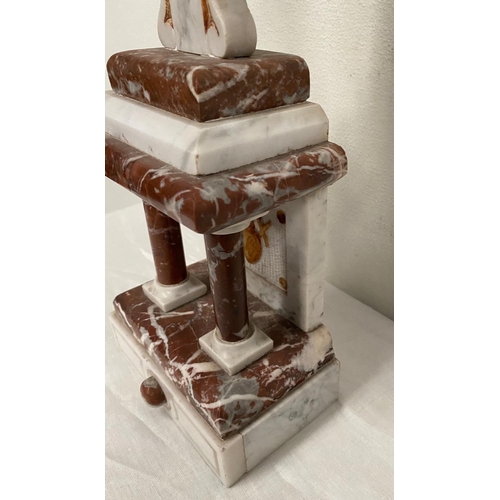 156 - A VICTORIAN MARBLE CRUCIFIX, shaped cross on raised platform base with two columns. Dimensions: 52cm... 