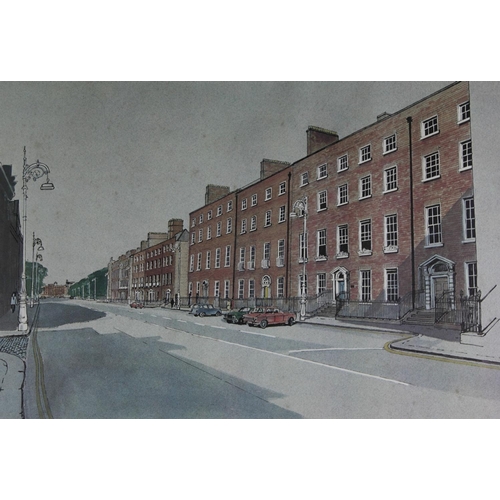 160 - ERIC PATTON (Irish, b.1925), “FITZWILLIAM SQUARE, DUBLIN”, coloured limited edition print, no. 168/9... 