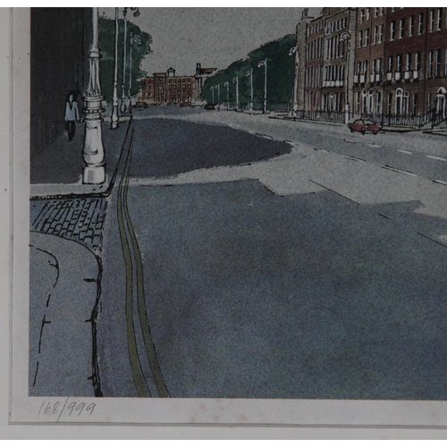 160 - ERIC PATTON (Irish, b.1925), “FITZWILLIAM SQUARE, DUBLIN”, coloured limited edition print, no. 168/9... 