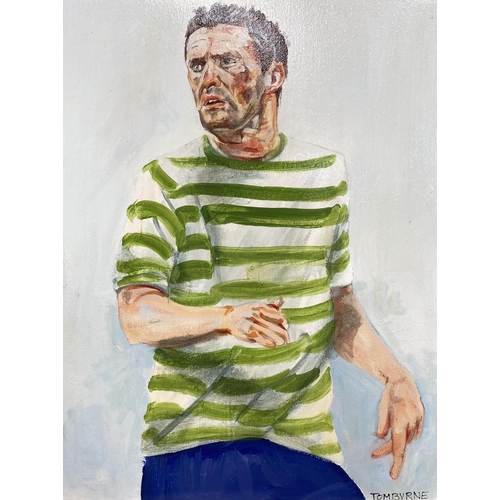 162 - TOM BYRNE (Irish, 20th Century), “ROBBIE KEANE”, oil on canvas, signed lower right, gallery label ve... 