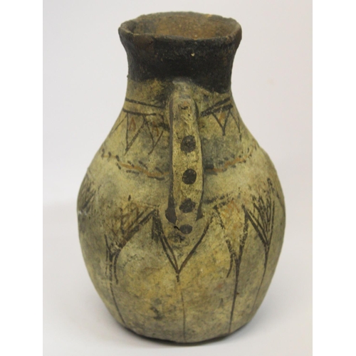 179 - AN 18TH-19TH CENTURY BERBER JUG, hand painted pottery jug in Berber style, being a unique example fr... 