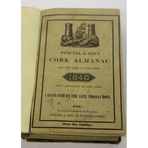 199 - A RARE BOOK OF HISTORICAL AND LOCAL CORK INTEREST: A BOOK CONTAINING FOUR CORK ALMANACS EACH FOR THE... 