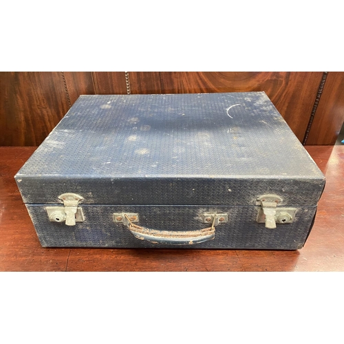 201 - A VINTAGE BREXTON PICNIC CASE, c.1930, for four people, to include chrome lidded sandwich boxes, fou... 