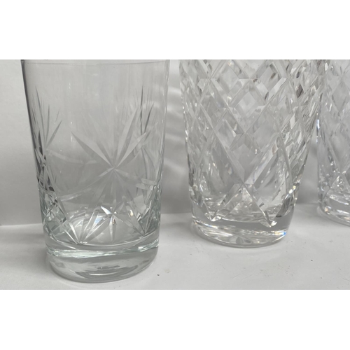 209 - A CUT GLASS LOT TO INCLUDE (i) five cut glass tumblers, (ii) five smaller cut glass tumblers, three ... 