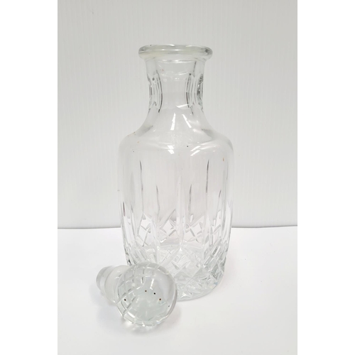 213 - TWO GOOD CUT GLASS DECANTERS, (i) marked 'Claren Bridge' to base, with fluted neck and simple vertic... 