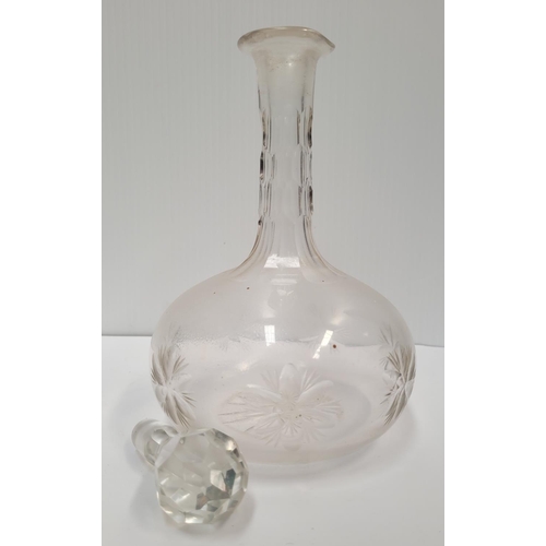 213 - TWO GOOD CUT GLASS DECANTERS, (i) marked 'Claren Bridge' to base, with fluted neck and simple vertic... 