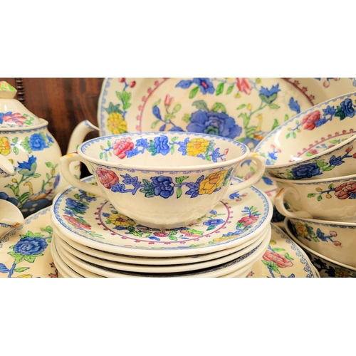 218 - A LARGE SELECTION OF MASON’S ‘REGENCY’ ENGLISH IRONSTONE CHINA, includes; plates (small x 8, medium ... 