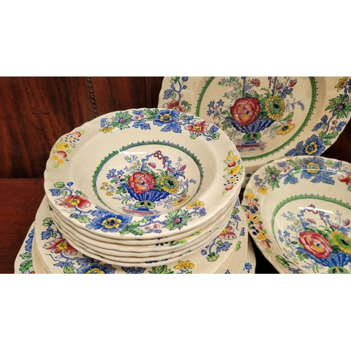 219 - A SELECTION OF MASON’S IRONSTONE ‘STRATHMORE’ DESIGN DINNER WARE, includes; 6 x small bowls, 6 x sma... 