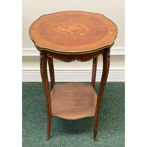 22 - A 19th CENTURY FRENCH STYLE ROSEWOOD INLAID OCCASSIONAL TABLE, with crossbanding and marquetry inlay... 