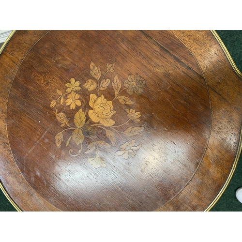 22 - A 19th CENTURY FRENCH STYLE ROSEWOOD INLAID OCCASSIONAL TABLE, with crossbanding and marquetry inlay... 