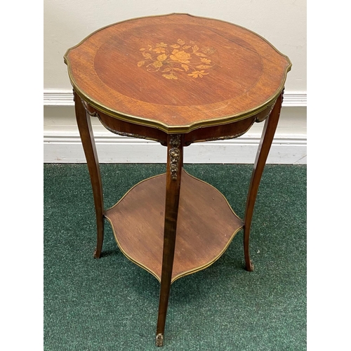 22 - A 19th CENTURY FRENCH STYLE ROSEWOOD INLAID OCCASSIONAL TABLE, with crossbanding and marquetry inlay... 