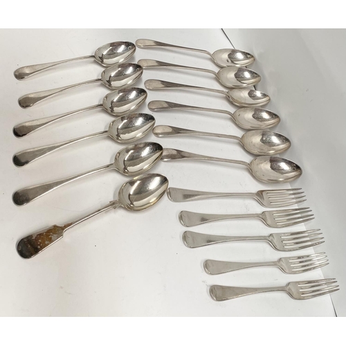 226 - AN EGAN OF CORK SILVER PLATED LOT TO INCLUDE twelve spoons along with five knives, all marked Egan S... 