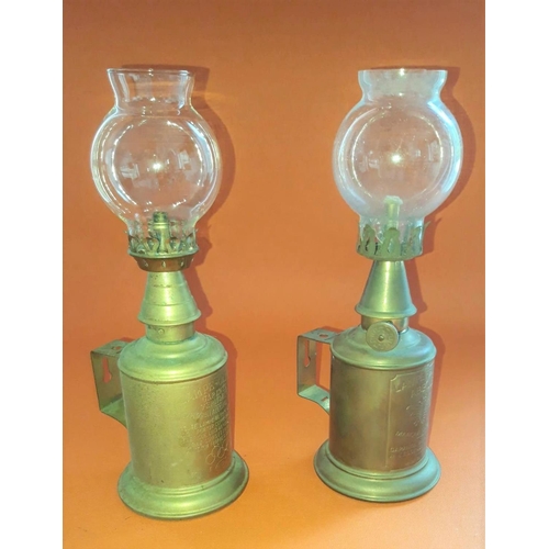 232 - A PAIR OF VICTORIAN FRENCH COPPER OIL LAMPS, c.1900, ‘Lampe quot’ with bee symbol & Lamp with Olympi... 