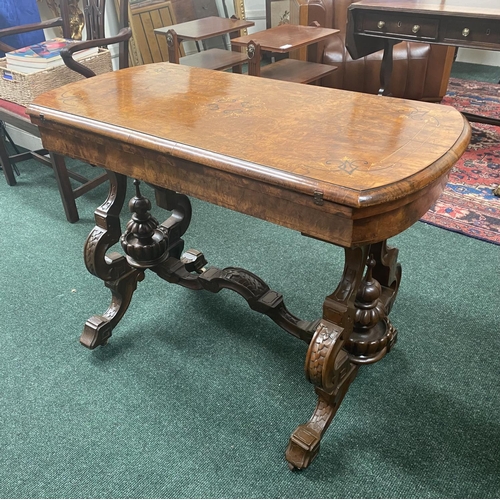 24 - A LATE 19TH CENTURY BURR WALNUT CARD TABLE, having rectangular top in figured burr walnut with mould... 