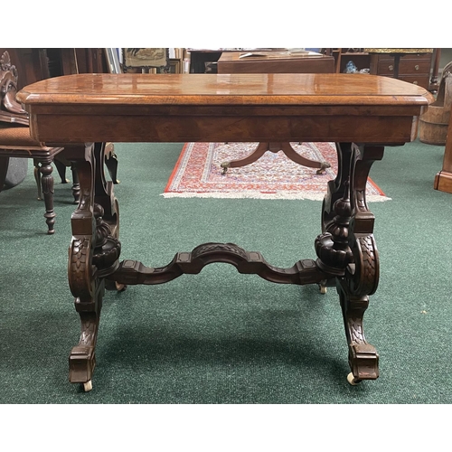 24 - A LATE 19TH CENTURY BURR WALNUT CARD TABLE, having rectangular top in figured burr walnut with mould... 