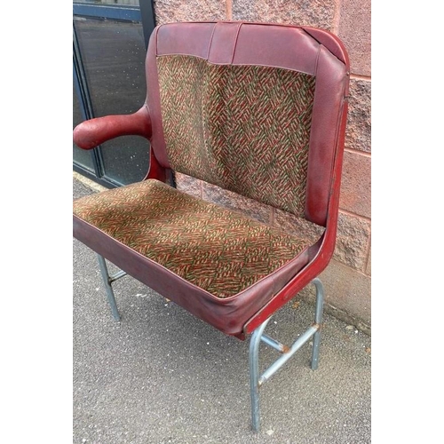 240 - AN EARLY 20TH CENTURY BUS/COACH SEAT, c.1930, mounted with chrome cigarette ‘Stubber’, upholstered w... 