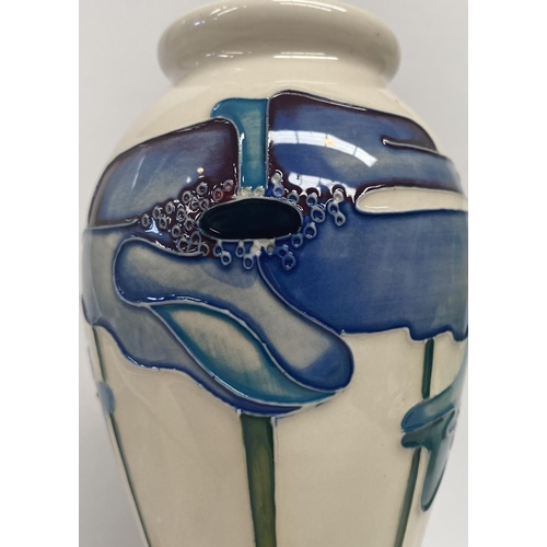 25 - A MOORECROFT POTTERY VASE, designed by Nicola Slaney in the blue haven pattern, inverted baluster fo... 