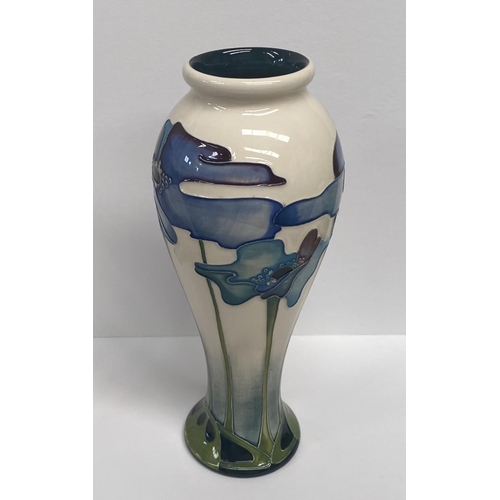 25 - A MOORECROFT POTTERY VASE, designed by Nicola Slaney in the blue haven pattern, inverted baluster fo... 