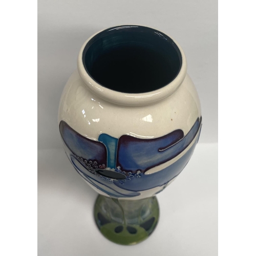 25 - A MOORECROFT POTTERY VASE, designed by Nicola Slaney in the blue haven pattern, inverted baluster fo... 