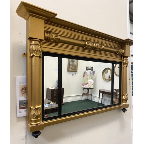 48 - AN IRISH 19TH CENTURY THREE PANEL OVERMANTLE MIRROR, c.1870, in ornate gilt frame, Dimensions: 101cm... 