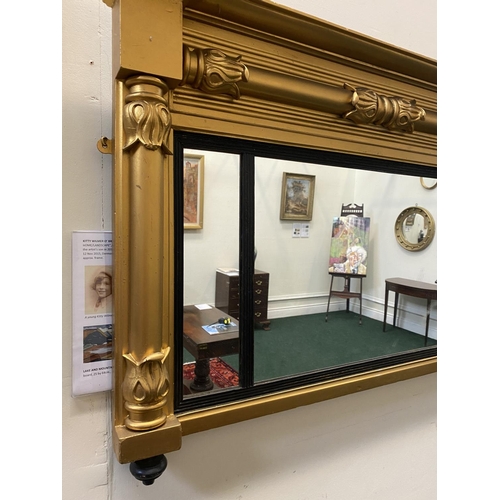 48 - AN IRISH 19TH CENTURY THREE PANEL OVERMANTLE MIRROR, c.1870, in ornate gilt frame, Dimensions: 101cm... 