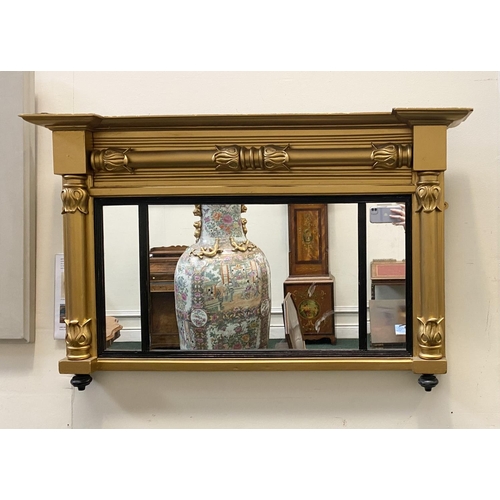 48 - AN IRISH 19TH CENTURY THREE PANEL OVERMANTLE MIRROR, c.1870, in ornate gilt frame, Dimensions: 101cm... 