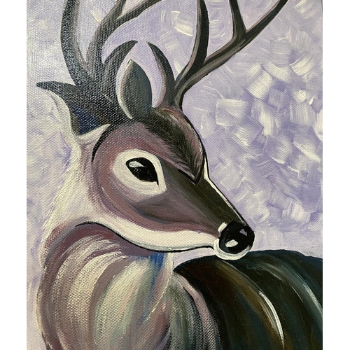 57 - KAIT S. (Irish, 20th Century), “DEER”, acrylic on canvas, signed lower right, Dimensions: 10in x 12i... 