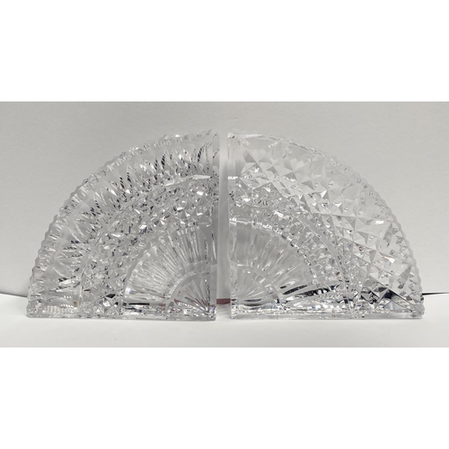 62 - A PAIR OF WATERFORD CRYSTAL QUADRANT BOOKENDS, in the Quadrant pattern, fan shaped, Dimensions: 5in ... 