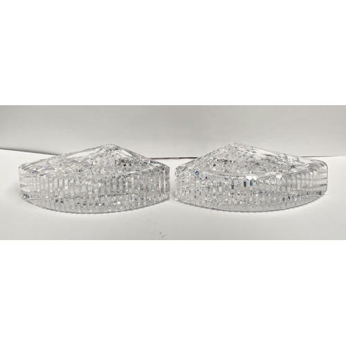 62 - A PAIR OF WATERFORD CRYSTAL QUADRANT BOOKENDS, in the Quadrant pattern, fan shaped, Dimensions: 5in ... 