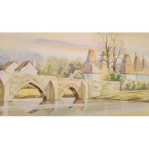 7 - NICK GRANT, (ENGLISH 20TH CENTURY), THE KENT CAST HOUSES, watercolour on paper, signed lower left, i... 