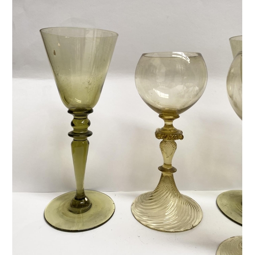 77 - A COLLECTION OF VINTAGE WINE GLASSES, to include seven Romer Attila Villeroy & Boch glasses c.1898 a... 